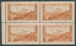 ** Nyugat-Magyarország VII. 1921 50K ívszéli Négyestömb Eltérő Narancssárga Színben / Orange Colour Variety. Signed: Bod - Other & Unclassified