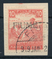 Fiume 1918 Fehérszámú Arató 10f H.II. Felülnyomással Kivágáson. Signed: Bodor - Otros & Sin Clasificación