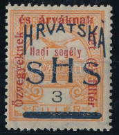 ** SHS 1918 Hadisegély 3f Próbanyomat / Proof. Signed: Bodor. Certificate: Zrinjscak - Other & Unclassified