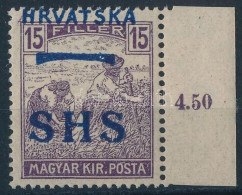 ** SHS 1918 Arató 15f Látványosan Elcsúszott Felülnyomással / Mi 71 With Shifted Overprint. Signed: Bodor. Certificate:  - Autres & Non Classés