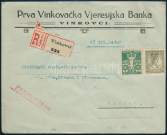 SHS 1919 Ajánlott Banklevél Magyar és Horvát Vegyes Bérmentesítéssel / Registered Bank Cover With Hungarian And Croatian - Andere & Zonder Classificatie