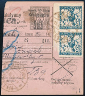 SHS 1921 Postautalvány Darab Zágrábból Apatinba / Overprinted PS-money Order Piece From Zagreb To Apatin. Signed: Bodor - Altri & Non Classificati