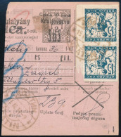 SHS 1921 Postautalvány Darab Zágrábból Apatinba / Overprinted PS-money Order Piece From Zagreb To Apatin. Signed: Bodor - Autres & Non Classés