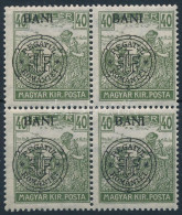 ** Kolozsvár 1919 Arató 40f 4-es Tömbben, A Jobb Felső Bélyegen Egyenes Szárú N Betű Lemezhiba / Mi 36 I. Block Of 4 Wit - Altri & Non Classificati