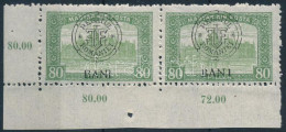 ** Kolozsvár 1919 Parlament 80f ívsarki Pár A Jobb Oldali Bélyegen "BAN I" Tévnyomat / Mi 39 I. Corner Pair With Plate V - Other & Unclassified