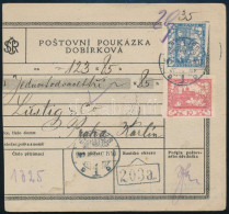 1919 Csehszlovák Csomagszállító 2 Db Bélyeggel, "EPERJES" Túlélő Bélyegzéssel / Czechoslovakia Parcel Card With Hungaria - Other & Unclassified