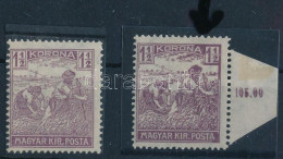 * 1920 Arató 1 1/2K ívszéli Bélyeg, Túlfestékezett Keret + Támpéldány / Mi 333 Overinked - Altri & Non Classificati