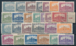 ** 1921 Parlament Sor + Hármaslyukasztással (10.000) / Mi 355-368 Set + Set With 3 Hole Punching - Other & Unclassified