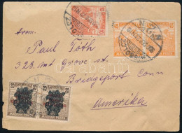 1920 Levél Az Egyesült Államokba 11 Db Bélyeggel, Közte Búzakalász / Cover With 11 Stamps To The USA "MISKOLCZ" - Other & Unclassified