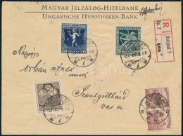 1924 Ajánlott Levél Jótékonyság Sorral és Arató 100K Párral / Mi 380-382 On Registered Cover "BUDAPEST" - Szentgotthárd - Autres & Non Classés