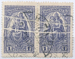 O 1926 Keskeny Madonna 1P Pár Látványos Dupla Papírránccal / Mi 427 Pair With Double Paper Crease - Andere & Zonder Classificatie