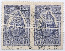 O 1926 Keskeny Madonna 1P Pár Látványos Dupla Papírránccal / Mi 427 Pair With Double Paper Crease - Otros & Sin Clasificación