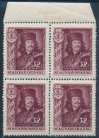 ** 1935 II. Rákóczi Ferenc 32f ívszéli Négyestömb "fehér Folt" Lemezhibával (falc Az ívszélen) / Mi 520 Block Of 4 With  - Andere & Zonder Classificatie