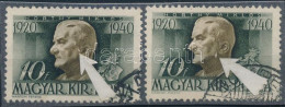 O 1940 Kormányzói 20 éves évforduló 2 Db 10f Lemezhibákkal / 2 X Mi 628 With Plate Varieties - Altri & Non Classificati