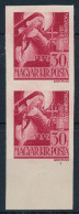 ** 1944 Szent Margit ívszéli Vágott Pár (24.000+) / Mi 753 Imperforate Margin Stamp - Altri & Non Classificati