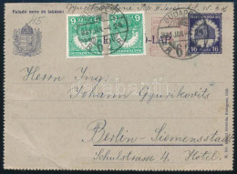 1931 Díjkiegészített Díjjegyes Zárt Levelezőlap Berlinbe / PS-cover Card With Additional Franking To Berlin - Altri & Non Classificati