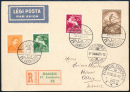 1933 Ajánlott Légi Levelezőlap Svájcba / Registered Airmail Postcard To Switzerland "GÖDÖLLŐ / IV. JAMBOREE" - Otros & Sin Clasificación
