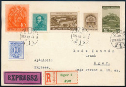 1939 Eger Helyi Ajánlott Expressz Levelezőlap / Local Registered Express Postcard - Andere & Zonder Classificatie