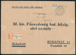 1940 Ajánlott Levél Szükségragjeggyel Szilágyzoványról, "M. KIR. POSTA 223" / Registered Cover With Auxiliary Label - Sonstige & Ohne Zuordnung