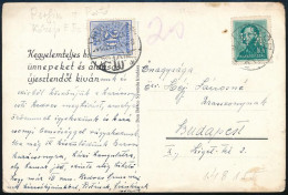 1940 Képeslap K.B. Perfin Bélyeggel Győrből Budapestre, 20f Portóval / Postcard With Perfin Stamp And 20f Postage Due - Other & Unclassified
