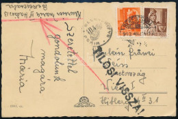 1943.05.14. Békéscsabai Városképes Lap Bécsbe Küldve Nyomtatványként, PEKIR által Ellenőrizve, "TILOS! VISSZA!" Bélyegzé - Other & Unclassified