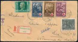 1943 Ajánlott Cenzúrázott Levél 5 Bélyeggel Franciaországba Küldve / Censured Registered Cover With 5 Stamps To France - Andere & Zonder Classificatie