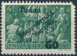 ** Ungvár II. 1945 Karácsony 60/4f. Signed: Bodor (10.000) (sarokhiba / Missing Corner) - Autres & Non Classés