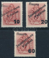 ** Ungvár II. 1945 3 Klf Portó Bélyeg. Signed: Bodor (60.000) - Altri & Non Classificati