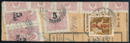 1946 Betűs Cs.10-I./80f Csomagszállító Kivágáson Okmánybélyegekkel / Mi 861 On Parcel Card Piece With Fiscal Stamps - Altri & Non Classificati