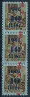 ** 1946 Betűs HI.2./40f/10f Hármascsík Elcsúszott Felülnyomással / Mi 864 Stripe Of 3 With Shifted Overprint - Otros & Sin Clasificación