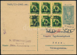 1946 (5. Díjszabás) Levelezőlap 6 Db Bélyeggel, Cenzúrázva / Censored Postcard With 6 Stamps - Otros & Sin Clasificación