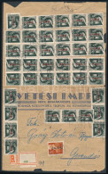 1946 (7. Díjszabás) Ajánlott Levél 41 Db Bélyeggel / Registered Cover With 41 Stamps "OROSHÁZA" - Gerendás - Sonstige & Ohne Zuordnung