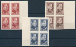 ** 1949 Sztálin Vágott Teljes ívből Származó ívszéli 4-es Tömbök (22.000) / Mi 1066-1068 Imperforate Blocks Of 4 With Ma - Andere & Zonder Classificatie