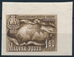 ** 1950 Sakk 1,60Ft ívsarki Vágott Bélyeg / Mi 1094 Imperforate Corner Stamp - Otros & Sin Clasificación