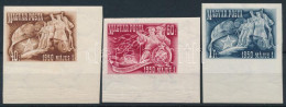 ** 1950 Május 1. ívsarki Vágott Sor (17.000+) / Mi 1095-1097 Imperforate Corner Set - Other & Unclassified