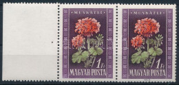 ** 1950 Virág I. 1Ft Nagy ívszéli Pár, A Tervező Neve Alig Látszik / Mi 1115 Margin Pair With Plate Variety - Sonstige & Ohne Zuordnung