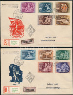 1950 Sport Sor 2 Db Ajánlott Expressz FDC-n / Mi 1129-1138 On 2 Registered Expess FDC - Altri & Non Classificati