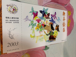 China Stamp Card Greeting 2003 Butterfly - Lettres & Documents