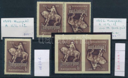 ** 1956 Hunyadi Fogazott és Vágott Fordított Pár + Fogazott Bélyeg / Mi 1470 Stamp + Perforate And Imperforate Inverted  - Other & Unclassified