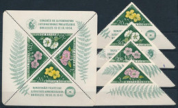 ** 1958 FIP Virág Blokk + Blokkból Kiszedett Bélyegek / Mi 1549-1552 + Block 28 - Other & Unclassified