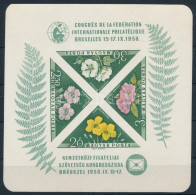 ** 1958 FIP I. Virág Vágott Blokk (15.000) / Mi 28 Imperforate Block - Autres & Non Classés