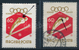 O 1960 Téli Olimpia 60f Elcsúszott Barna Színnyomat + Támpéldány / Mi 1670 Shifted Brown Colour - Autres & Non Classés
