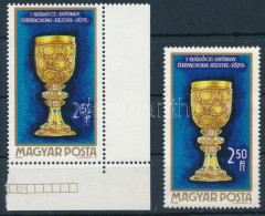 ** 1970 Ötvösség Remekei 2,50Ft ívsarki Bélyeg A Felírat és Az értékszám Kettősnyomatával + Támpéldány / Mi 2630 Double  - Other & Unclassified