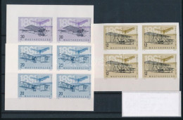 ** 1991 Száz éve Repül Az Ember 3 Klf Vágott ívsarki Négyestömb / Mi 4152-4154 Imperforate Corner Blocks Of 4 - Autres & Non Classés