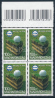 ** 2004 100 éves A FIFA Vonalkódos Négyestömb Az Ismert Lemezhibával / Mi 4863 Margin Block Of 4 With Plate Variety And  - Sonstige & Ohne Zuordnung