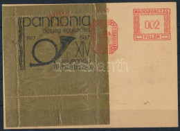 1937 Pannónia Emlékív Arany Színben Levelezőlapon. Rendkívül Ritka! / Souvenir Sheet On Postcard - Other & Unclassified
