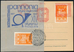 1937 Pannónia Bélyegegyesület Emlékív Levelezőlapon Alkalmi Bélyegzéssel / Souvenir Sheet On Postcard - Andere & Zonder Classificatie