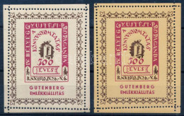 ** 1940/8aa + 8ba IV. Bélyeggyűjtési Propaganda - Gutenberg Emlékív Blokk (20.000) / Souvenir Sheet Pair - Other & Unclassified