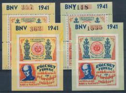 ** 1941/5aa +ab + Ba + Bb Kölcsey Ferenc 4 Db-os Emlékív Garnitúra (24.000) / Souvenir Sheet Collection With 4 Varieties - Autres & Non Classés