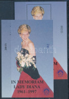 ** 1997 Lady Diana Emlékív Garnitúra + Karton Emlékív (9.000) / 2 Souvenir Sheet Varieties - Altri & Non Classificati